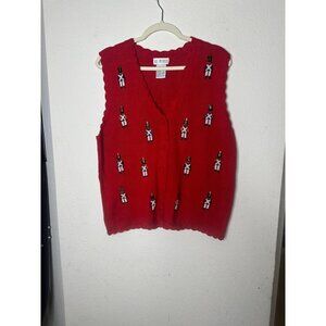 Hand Beaded Nutcrackers Ugly Christmas Sweater Vest  Petite Large